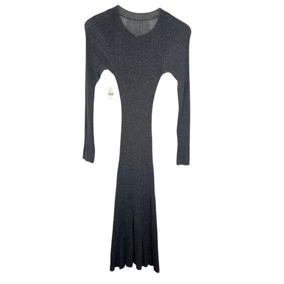 NEW! Daily Practice Anthropologie Sheer Sparkle Sweater Midi Dress MP Gray $118 - Picture 5 of 13